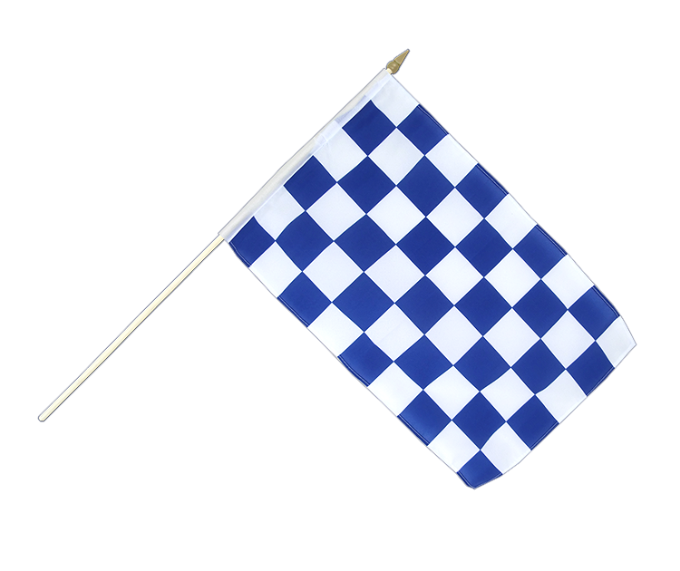 Kariert Blau-Weiß Stockflagge 30 x 45 cm