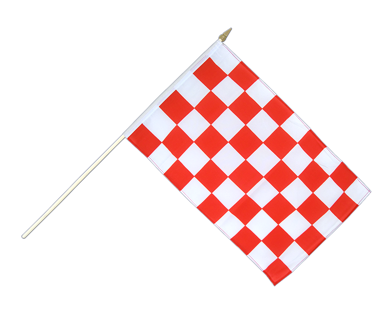 Kariert Rot-Weiß Stockflagge 30 x 45 cm