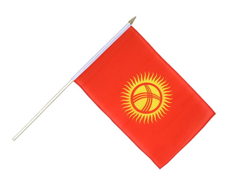 Drapeau Kirghizistan sur hampe 30 x 45 cm