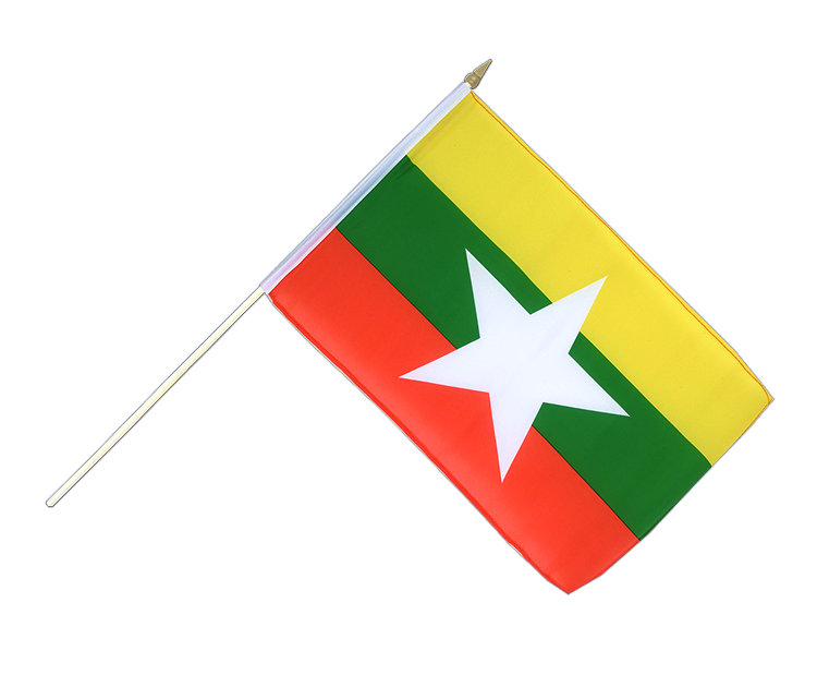 Myanmar new - Hand Waving Flag 12x18"