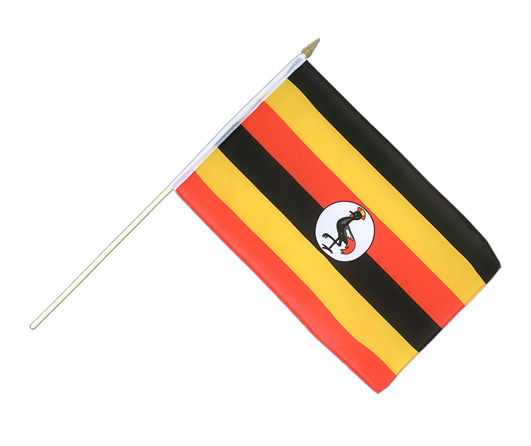 Uganda - Hand Waving Flag 12x18"