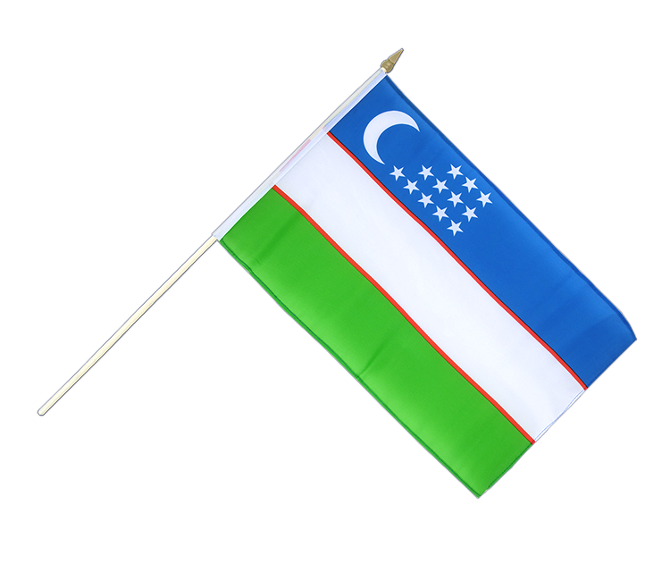 Ouzbékistan - Drapeau sur hampe 30 x 45 cm