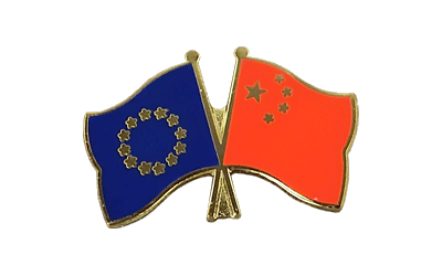 UE + Chine - Pin's drapeaux croisés