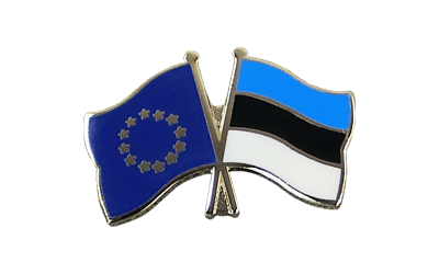 UE + Estonie - Pin's drapeaux croisés