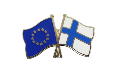 UE + Finlande - Pin's drapeaux croisés