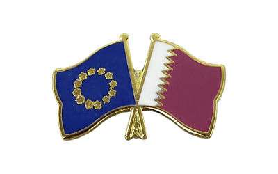 EU + Qatar - Crossed Flag Pin