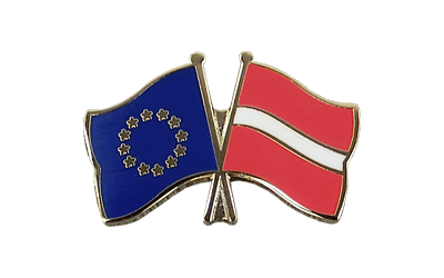 EU + Latvia - Crossed Flag Pin