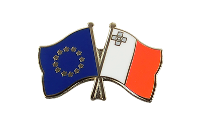 EU + Malta - Crossed Flag Pin