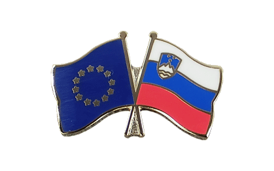 UE + Slovénie - Pin's drapeaux croisés