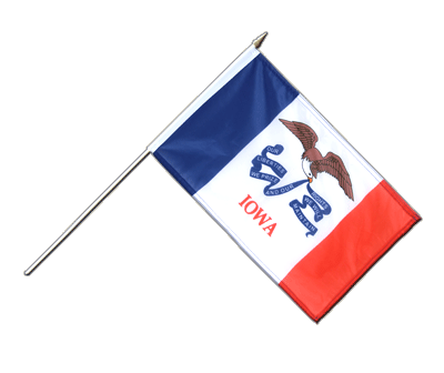 Iowa - Hand Waving Flag 12x18"