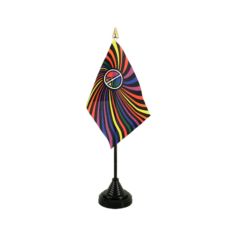 Regenbogen Peace Swirl - Tischflagge 10 x 15 cm