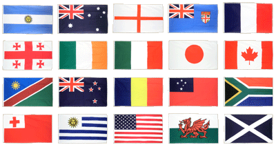 Coupe du Monde de Rugby 2015, 20 pays - Kit drapeaux 90 x 150 cm