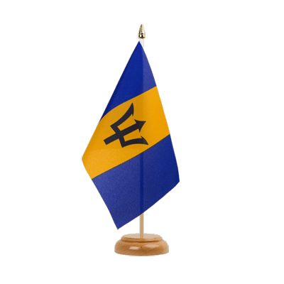 Barbados - Holz Tischflagge 15 x 22 cm