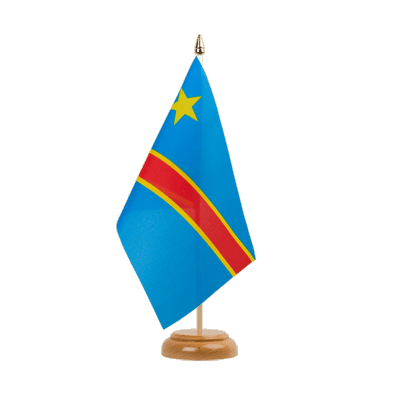 Demokratische Republik Kongo Holz Tischflagge 15 x 22 cm