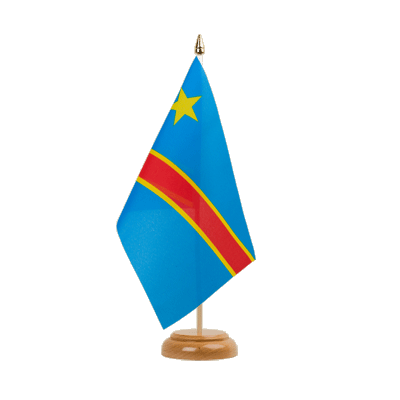 République démocratique du Congo - Drapeau de table 15 x 22 cm, bois