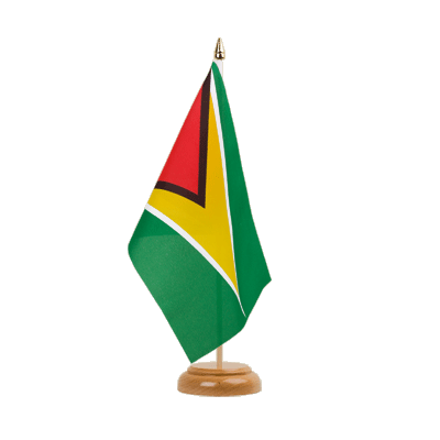 Guyana - Drapeau de table 15 x 22 cm, bois
