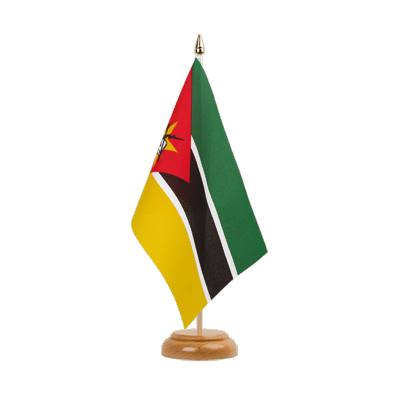 Mosambik - Holz Tischflagge 15 x 22 cm
