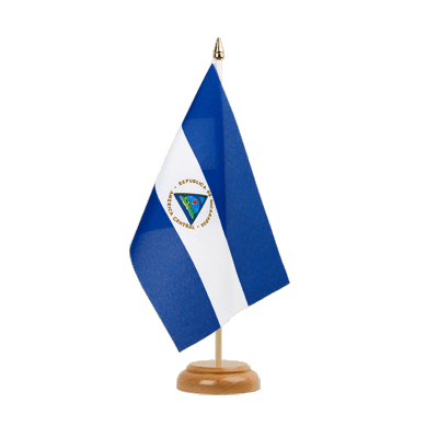 Nicaragua - Holz Tischflagge 15 x 22 cm