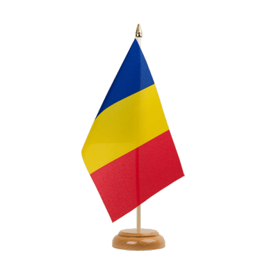 Drapeau de table Roumanie 15 x 22 cm, bois