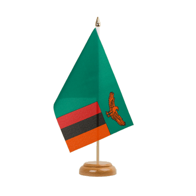 Sambia - Holz Tischflagge 15 x 22 cm