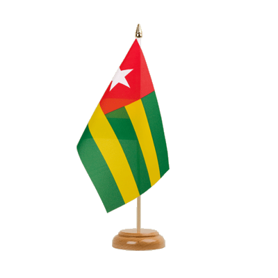 Togo - Holz Tischflagge 15 x 22 cm