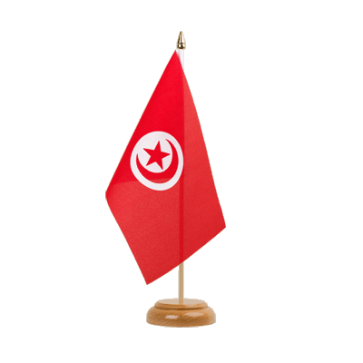 Tunisie - Drapeau de table 15 x 22 cm, bois