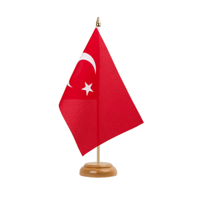 Drapeau de table Turquie 15 x 22 cm, bois