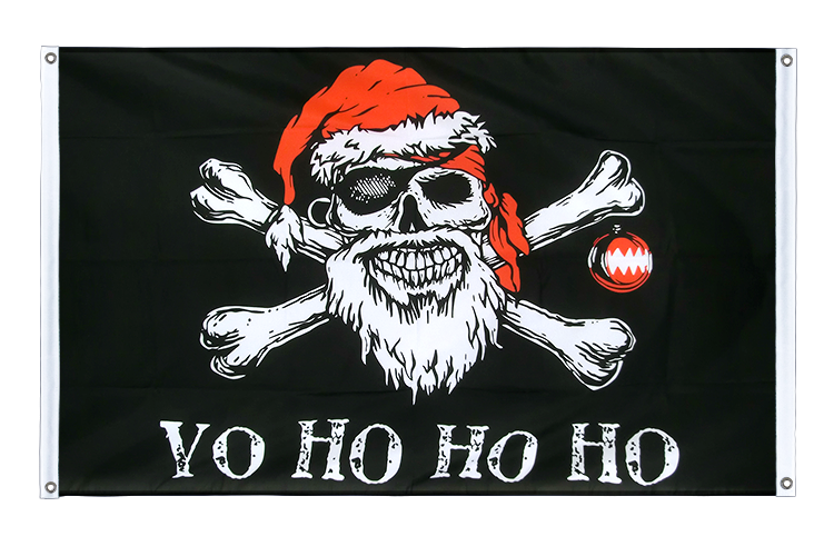 Pirat Weihnachtsmann Yo Ho Ho Ho - Bannerfahne 90 x 150 cm, Querformat