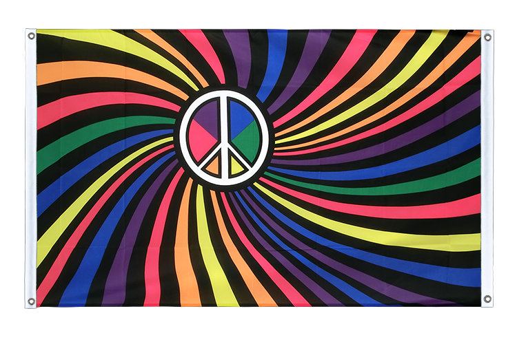 Rainbow Peace Swirl - Banner Flag 3x5 ft, landscape