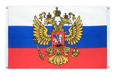 Russia with crest Banner Flag 3x5 ft, landscape