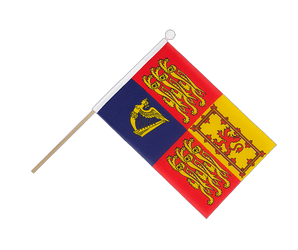 Drapeau Royal Standard du Royaume-Uni sur hampe - 15 x 22 cm
