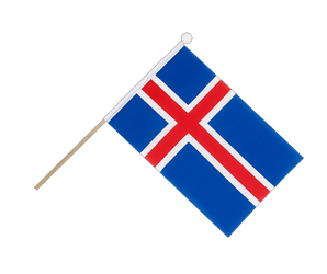Islande Drapeau sur hampe 15 x 22 cm