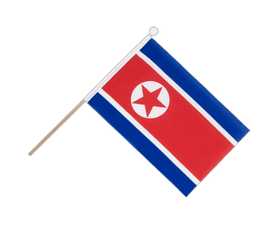 Corée du Nord Drapeau sur hampe 15 x 22 cm