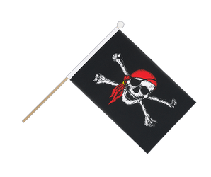 Pirate avec foulard Drapeau sur hampe 15 x 22 cm