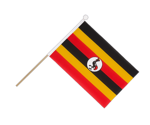 Ouganda Drapeau sur hampe 15 x 22 cm
