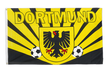 Dortmund zwei Fußbälle mit Stadtwappen - Flagge 90 x 150 cm