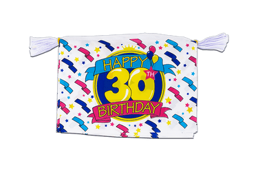 Happy Birthday 30 ans Mini Guirlande fanion 15 x 22 cm, 3 m