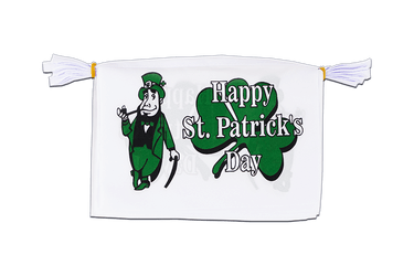 Happy St. Patrick's Day Fête de la Saint-Patrick Blanc Mini Guirlande fanion 15 x 22 cm, 3 m