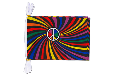 Fahnenkette Regenbogen Peace Swirl - 15 x 22 cm, 3 m