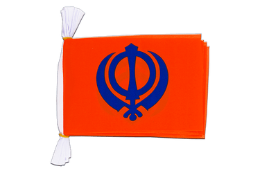 Sikhisme Mini Guirlande fanion 15 x 22 cm, 3 m