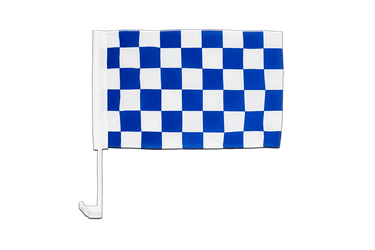 Checkered blue-white Car Flag 12x16"