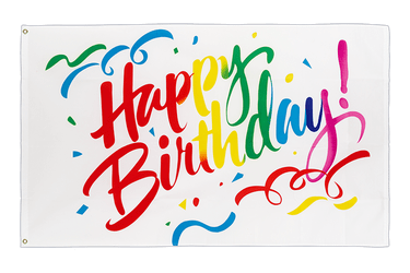 Happy Birthday multicolore - Drapeau 90 x 150 cm