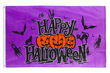 Happy Halloween lila - Flagge 90 x 150 cm