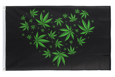 Marijuana Herz - Flagge 90 x 150 cm