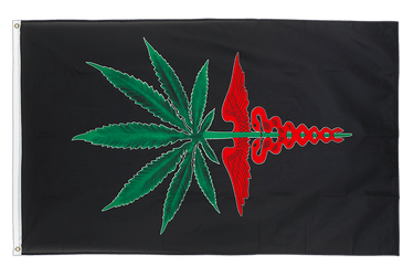 Marijuana Caducée - Drapeau 90 x 150 cm