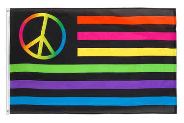 Regenbogen Frieden Peace neon Flagge 90 x 150 cm