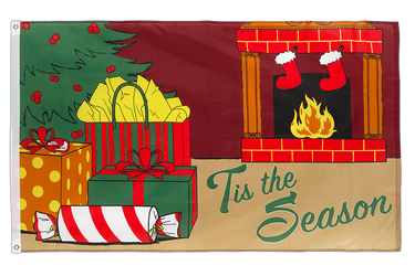 Tis the Season Fireplace - 3x5 ft Flag