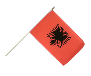 Albanie Drapeau sur hampe 30 x 45 cm