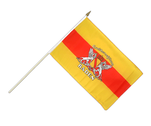 Stockflagge Baden mit Wappen - 30 x 45 cm