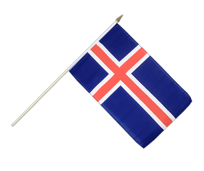 Hand Waving Flag Iceland - 12x18"